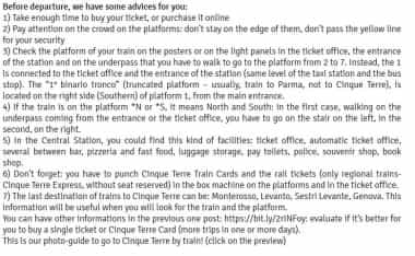 tips for travelers by arbaspaa tour operator chapter 5 the trains to cinque terre to go to the la spezias central station and buy tickets photo guide
